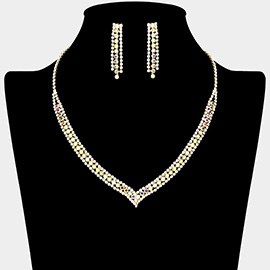 Rhinestone Paved V Shaped Necklace