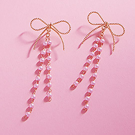 Pearl Ribbon Bow Earrings