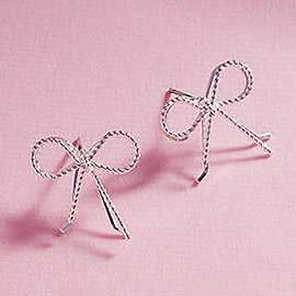 Wire Metal Rope Bow Stud Earrings