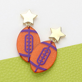 Glittered Resin Game Day Football Dangle Earrings