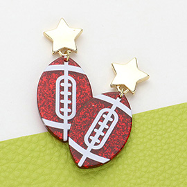 Glittered Resin Game Day Football Dangle Earrings