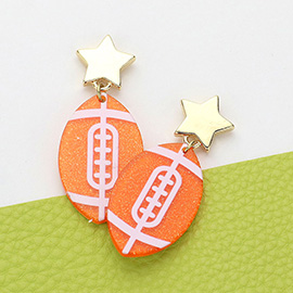 Glittered Resin Game Day Football Dangle Earrings