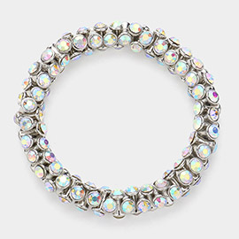 Round Stone Bezel Stretch Evening Bracelet