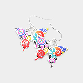 Enamel Butterfly Dangle Earrings