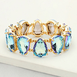 Teardrop Glass Stone Cluster Stretch Evening Bracelet