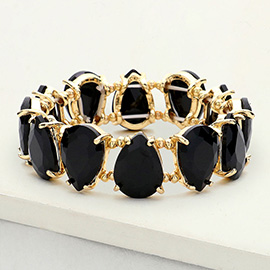Teardrop Glass Stone Cluster Stretch Evening Bracelet