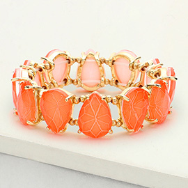 Teardrop Glass Stone Cluster Stretch Evening Bracelet