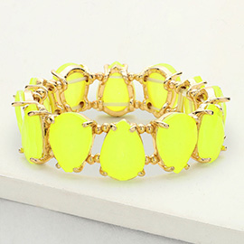 Teardrop Glass Stone Cluster Stretch Evening Bracelet