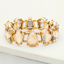 Teardrop Glass Stone Cluster Stretch Evening Bracelet