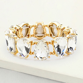 Teardrop Glass Stone Cluster Stretch Evening Bracelet