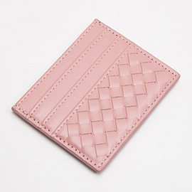 Faux Leather Basket Weave Card Holder Wallet