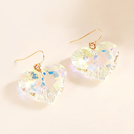 Crystal Heart Stone Dangle Earrings