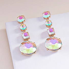 Crystal Stone Cluster Link Dropdown Earrings