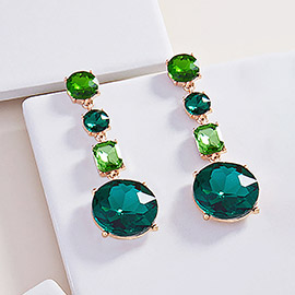 Crystal Stone Cluster Link Dropdown Earrings