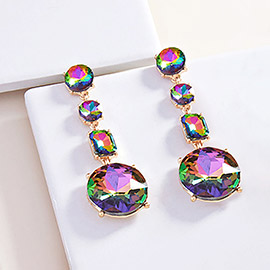 Crystal Stone Cluster Link Dropdown Earrings