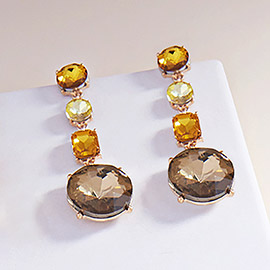 Crystal Stone Cluster Link Dropdown Earrings