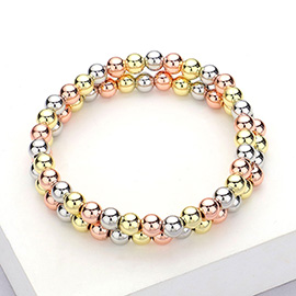 2PCS - Stainless Steel Ball Stretch Multi Layered Bracelets