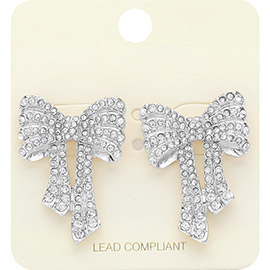 Rhinestone Paved Bow Fringe Earrings