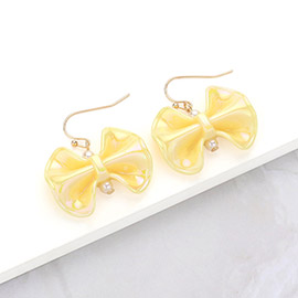 Metallic Resin Bow Dangle Earrings