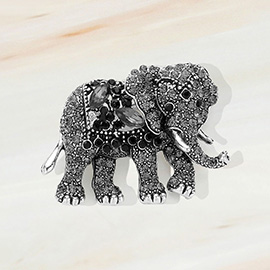 Stone Embellished Elephant Pin Brooch
