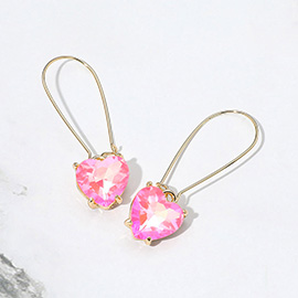 Heart Stone Cluster Dangle Earrings