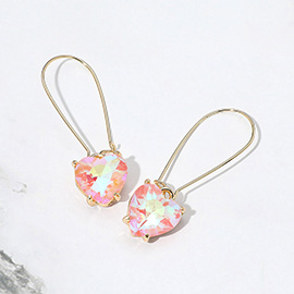 Heart Stone Cluster Dangle Earrings