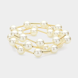 3PCS - Pearl Station Stretch Multi Layered Bracelets