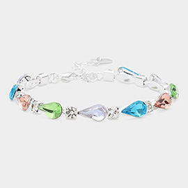 Teardrop Stone Cluster Link Evening Bracelet