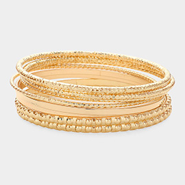 8PCS - Textured Metal Stackable Multi Layered Bracelets