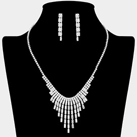 CZ Stone Paved Fringe Necklace