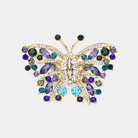 Stone Embellished Butterfly Pin Brooch