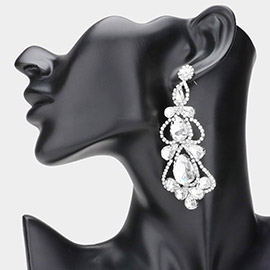 Teardrop Stone Cluster Embellished Chandelier Evening Earrings