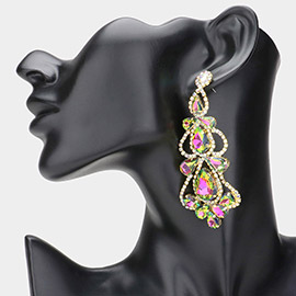 Teardrop Stone Cluster Embellished Chandelier Evening Earrings