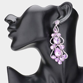 Teardrop Stone Cluster Embellished Chandelier Evening Earrings