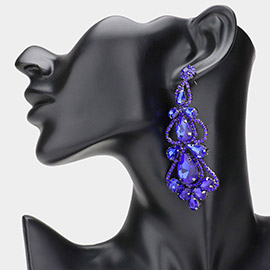 Teardrop Stone Cluster Embellished Chandelier Evening Earrings