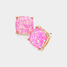 Glitter Square Cluster Stud Earrings