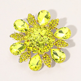 Floral Glass Stone Pin Brooch