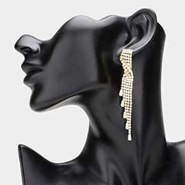 Rhinestone Paved Fringe Evening Earrings