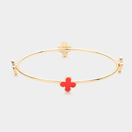 Enamel Quatrefoil Pointed Bangle Bracelet