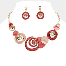 Colored Metal Spiral Bib Necklace