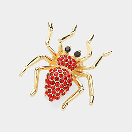 Stone Embellished Spider Pin Brooch