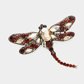 Stone Embellished Dragonfly Pin Brooch