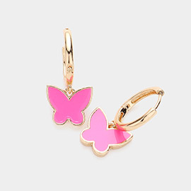 Enamel Butterfly Dangle Huggie Earrings