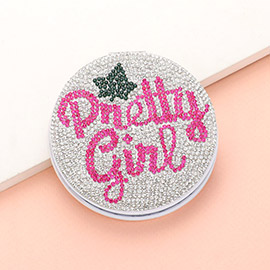 Bling Studded Pretty Girl Message Compact Mirrors
