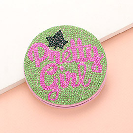 Bling Studded Pretty Girl Message Compact Mirrors