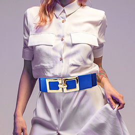 Double Metal Square Hook Buckle Pointed Elastic Belt