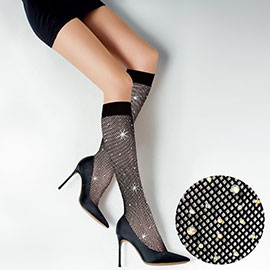 Bling Studded Linda Knee-high Fish Net Stocking 