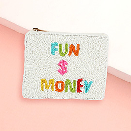 FUN MONEY Seed Beaded Mini Pouch Bag