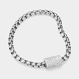 CZ Stone Paved Cylinder Pointed Magnetic Bracelet