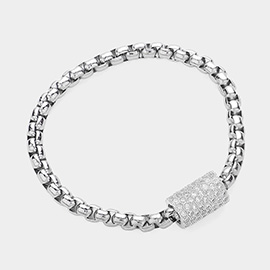 CZ Stone Paved Cylinder Pointed Magnetic Bracelet